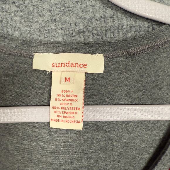 Sundance Size Medium Dulcet Tones Velour Top Red Gray Colorblock Ruched Sleeves - Picture 6 of 8